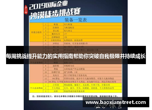 每周挑战提升能力的实用指南帮助你突破自我极限并持续成长